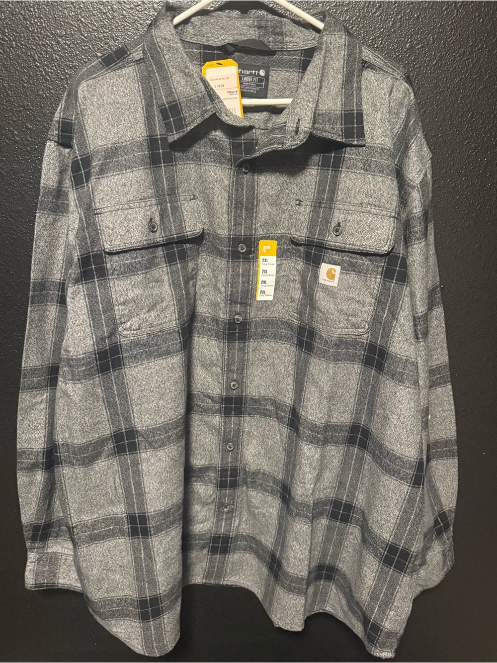Carhartt Gray and Black Plaid Work Shirt